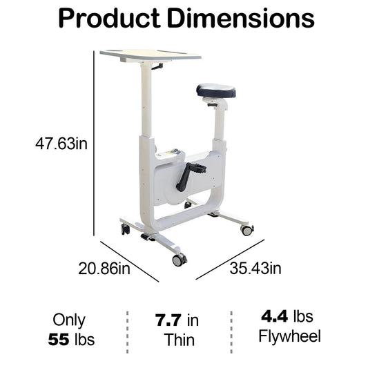All-in-one Exercise Bike, Foldable Under Desk Bike,300LBS Heavy Duty for Work From Home Spin Bike with Adjustable Resistance/LCD Display/Seat/Desktop,Portable Stationary Bikes for Home